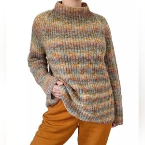 JONES NEW YORK Sz 2X Wool Blend Tweed Mock Neck Long Sleeve Sweater, EUC
